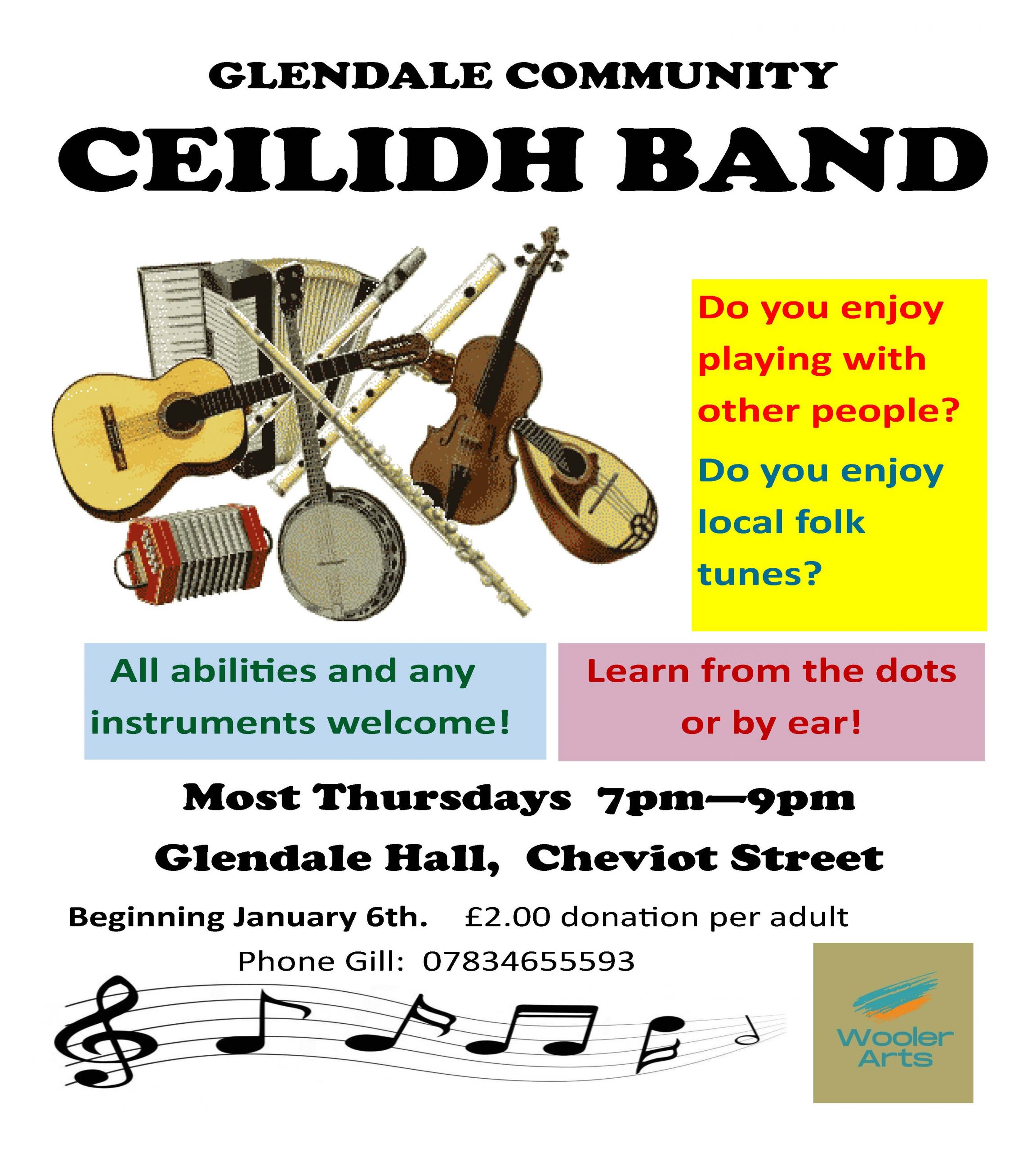 Ceilidh Band Flyer Glendale Hall