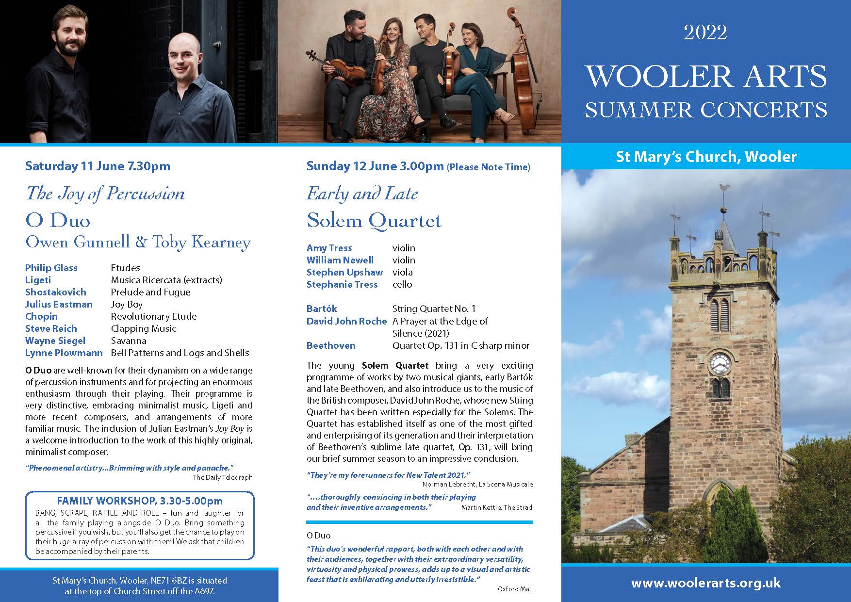 Wooler Arts Summer Concerts 2022 Leaflet Page 2